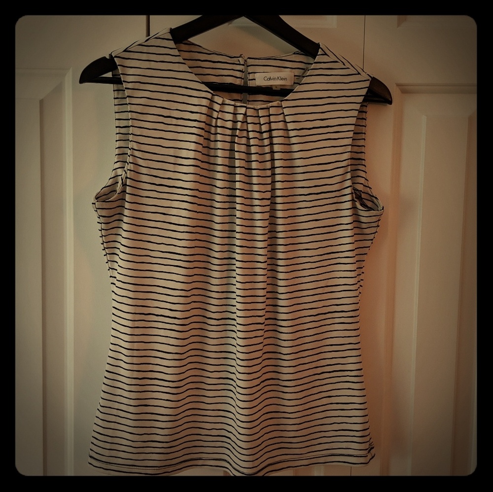 Calvin Klein Black and White stripe sleeveless top